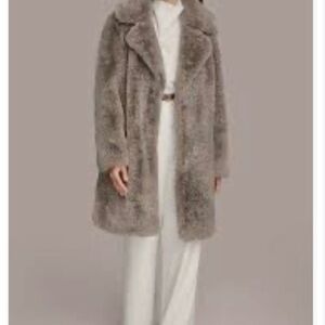 Donna Karan Faux Fur Plush Teddy Jacket Size Large NWT